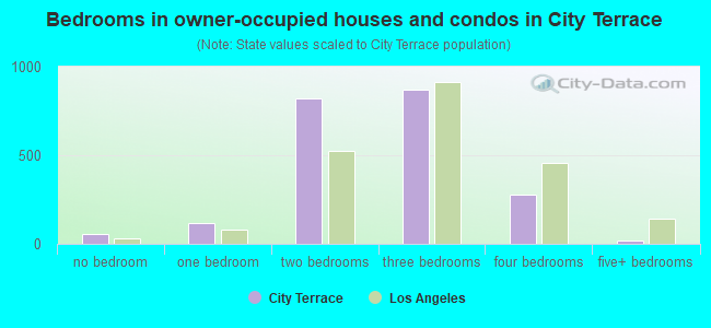 Bedrooms in owner-occupied houses and condos in City Terrace