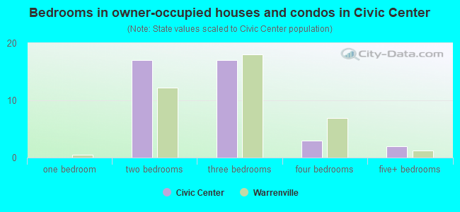 Bedrooms in owner-occupied houses and condos in Civic Center