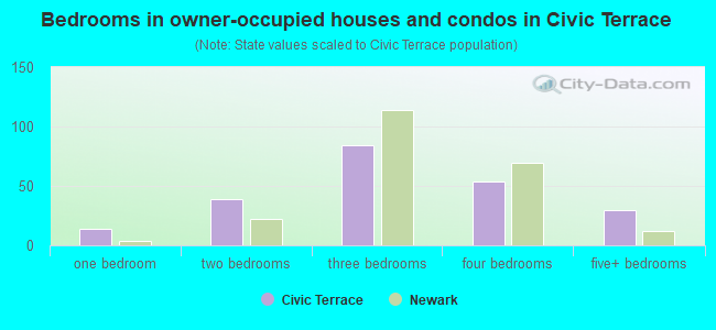 Bedrooms in owner-occupied houses and condos in Civic Terrace