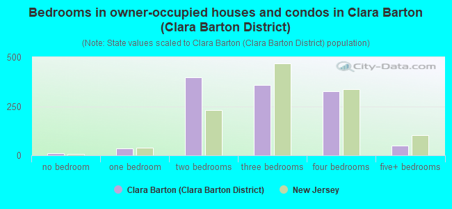 Bedrooms in owner-occupied houses and condos in Clara Barton (Clara Barton District)