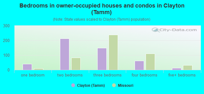Bedrooms in owner-occupied houses and condos in Clayton (Tamm)