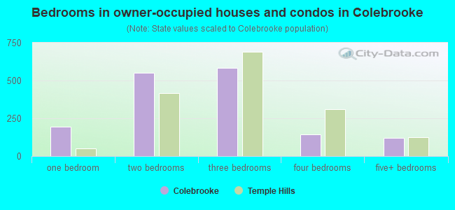 Bedrooms in owner-occupied houses and condos in Colebrooke