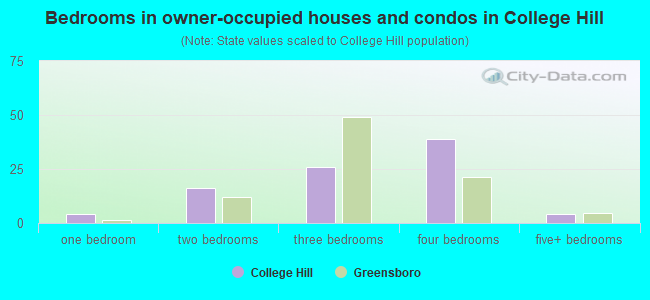 Bedrooms in owner-occupied houses and condos in College Hill