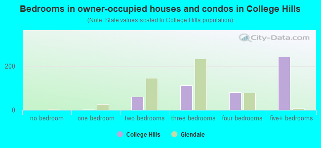 Bedrooms in owner-occupied houses and condos in College Hills