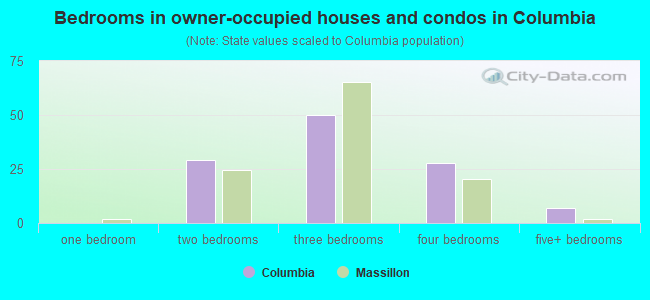 Bedrooms in owner-occupied houses and condos in Columbia