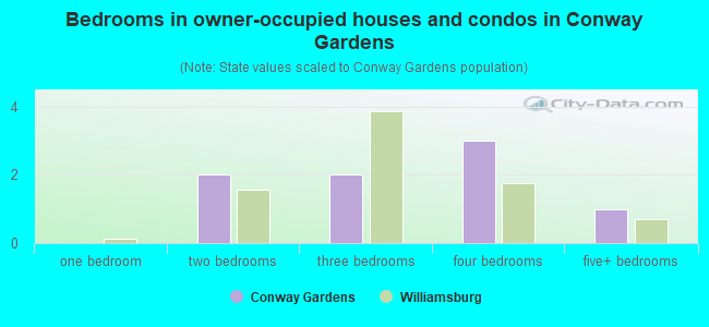 Bedrooms in owner-occupied houses and condos in Conway Gardens