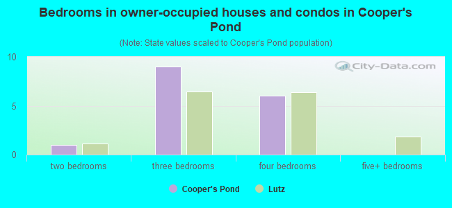 Bedrooms in owner-occupied houses and condos in Cooper's Pond