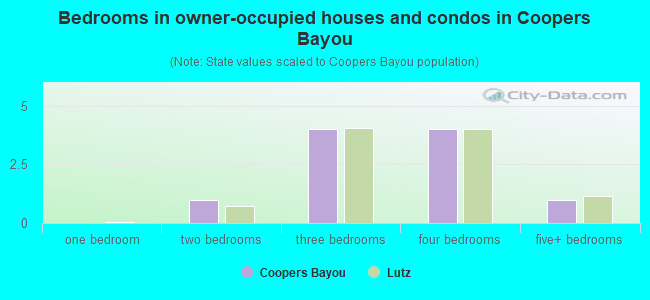 Bedrooms in owner-occupied houses and condos in Coopers Bayou