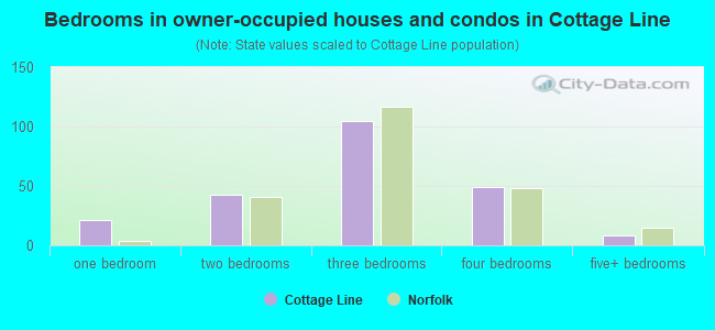 Bedrooms in owner-occupied houses and condos in Cottage Line