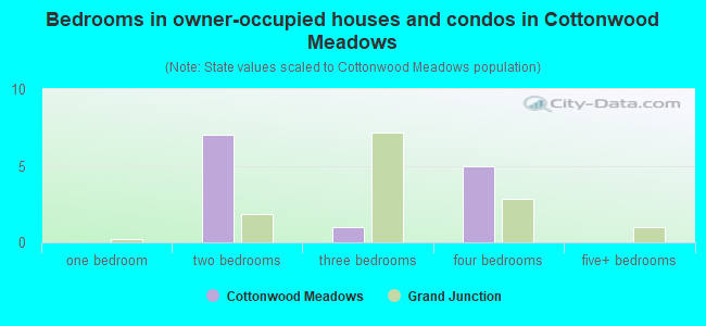 Bedrooms in owner-occupied houses and condos in Cottonwood Meadows