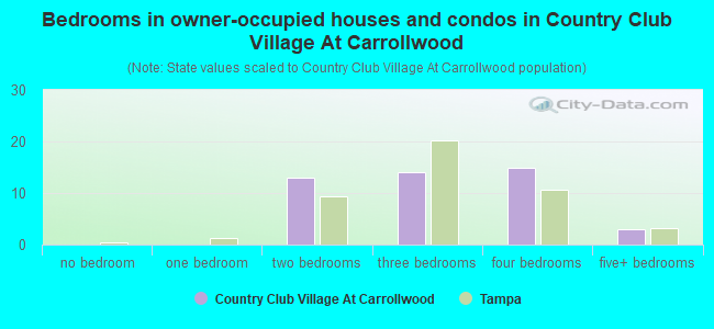 Bedrooms in owner-occupied houses and condos in Country Club Village At Carrollwood