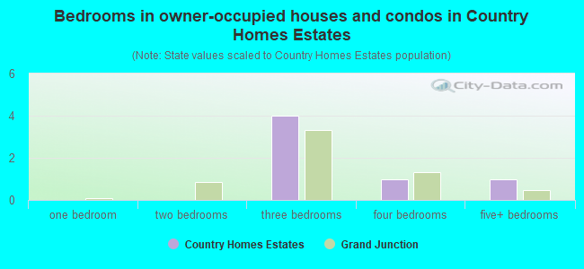 Bedrooms in owner-occupied houses and condos in Country Homes Estates