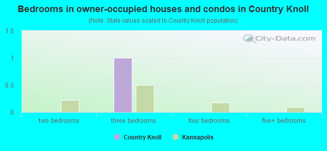 Bedrooms in owner-occupied houses and condos in Country Knoll
