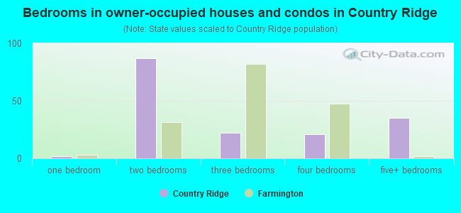 Bedrooms in owner-occupied houses and condos in Country Ridge