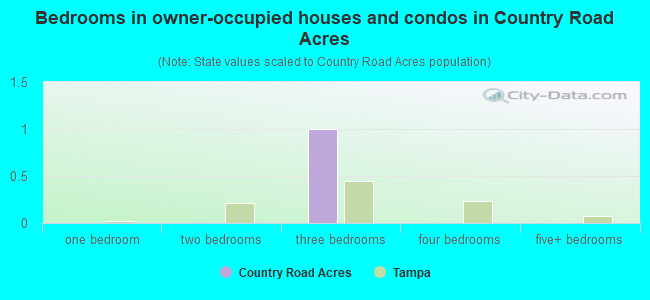 Bedrooms in owner-occupied houses and condos in Country Road Acres