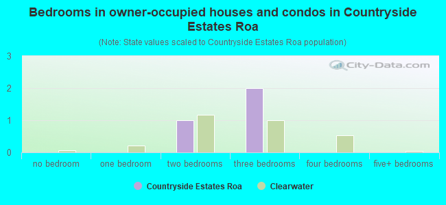 Bedrooms in owner-occupied houses and condos in Countryside Estates Roa