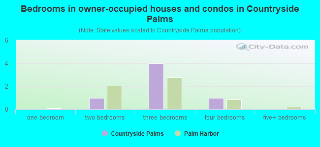 Bedrooms in owner-occupied houses and condos in Countryside Palms