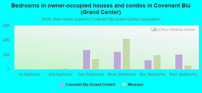 Bedrooms in owner-occupied houses and condos in Covenant Blu (Grand Center)