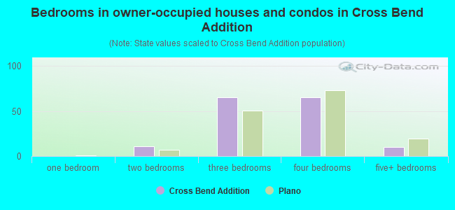 Bedrooms in owner-occupied houses and condos in Cross Bend Addition