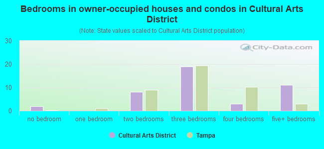 Bedrooms in owner-occupied houses and condos in Cultural Arts District