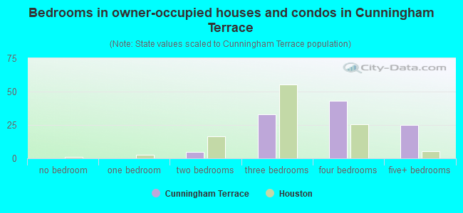 Bedrooms in owner-occupied houses and condos in Cunningham Terrace