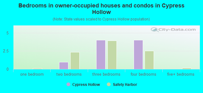 Bedrooms in owner-occupied houses and condos in Cypress Hollow