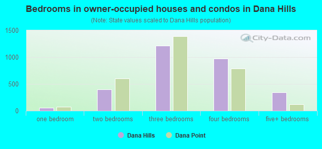 Bedrooms in owner-occupied houses and condos in Dana Hills