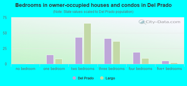 Bedrooms in owner-occupied houses and condos in Del Prado