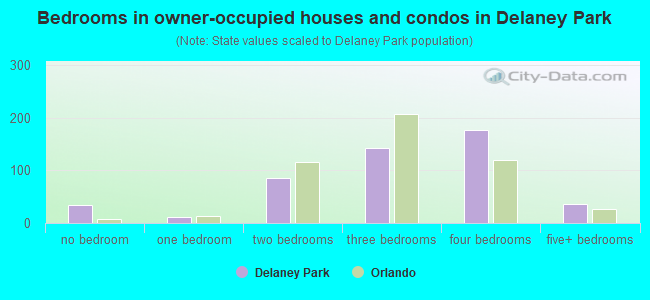 Bedrooms in owner-occupied houses and condos in Delaney Park