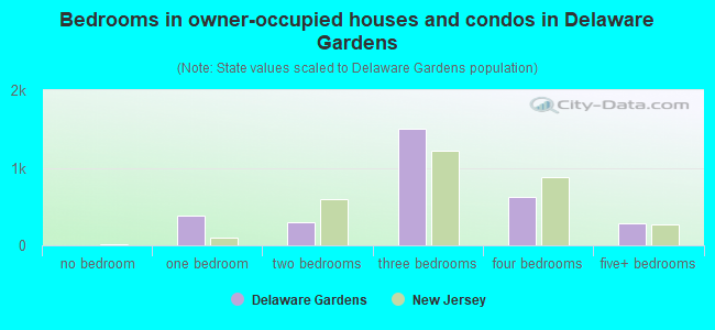 Bedrooms in owner-occupied houses and condos in Delaware Gardens