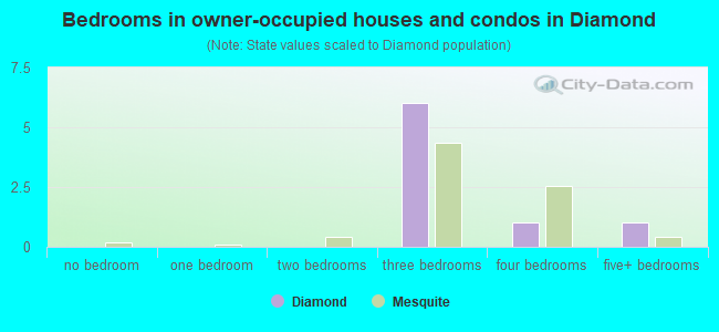 Bedrooms in owner-occupied houses and condos in Diamond
