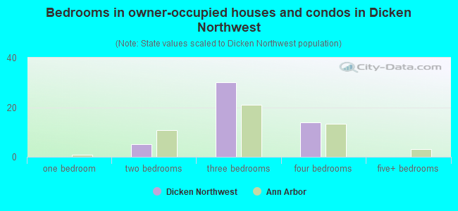 Bedrooms in owner-occupied houses and condos in Dicken Northwest