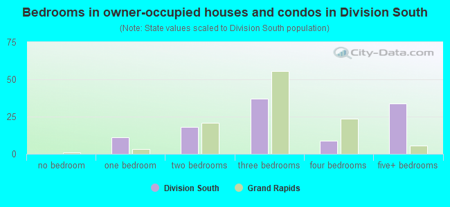 Bedrooms in owner-occupied houses and condos in Division South