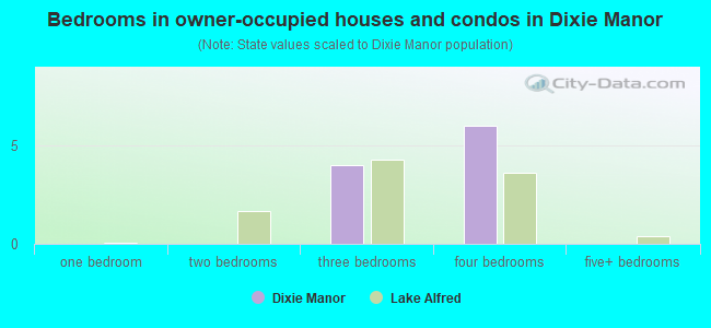 Bedrooms in owner-occupied houses and condos in Dixie Manor