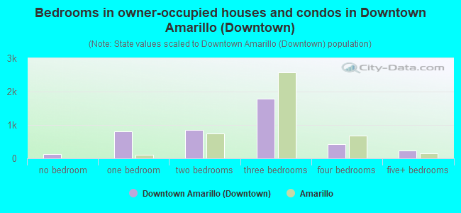 Bedrooms in owner-occupied houses and condos in Downtown Amarillo (Downtown)