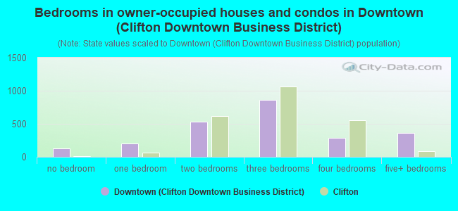 Bedrooms in owner-occupied houses and condos in Downtown (Clifton Downtown Business District)