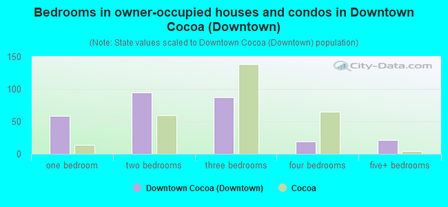 Bedrooms in owner-occupied houses and condos in Downtown Cocoa (Downtown)