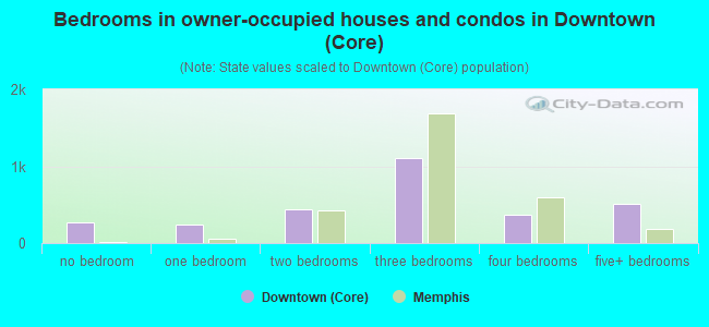 Bedrooms in owner-occupied houses and condos in Downtown (Core)