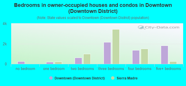 Bedrooms in owner-occupied houses and condos in Downtown (Downtown District)