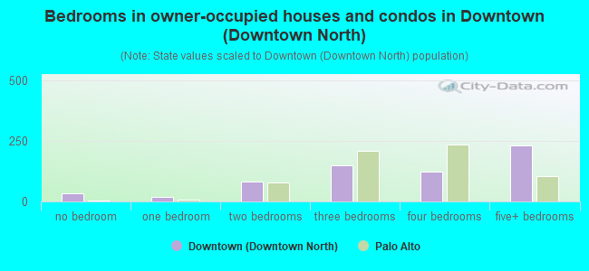 Bedrooms in owner-occupied houses and condos in Downtown (Downtown North)