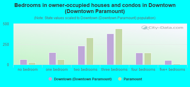 Bedrooms in owner-occupied houses and condos in Downtown (Downtown Paramount)