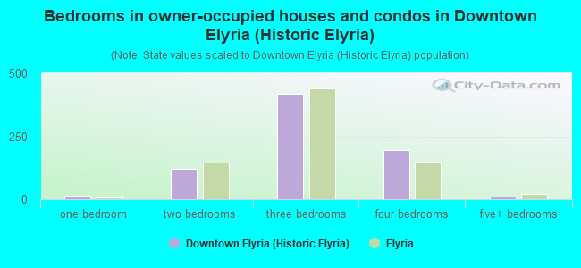 Bedrooms in owner-occupied houses and condos in Downtown Elyria (Historic Elyria)