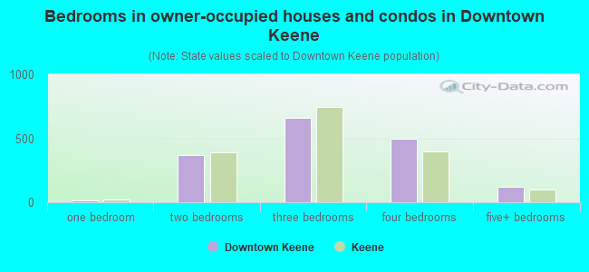 Bedrooms in owner-occupied houses and condos in Downtown Keene