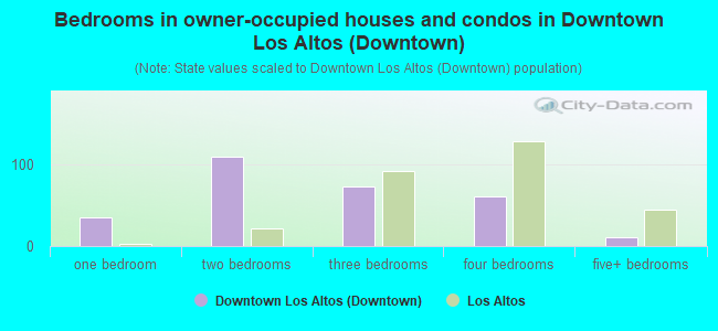 Bedrooms in owner-occupied houses and condos in Downtown Los Altos (Downtown)