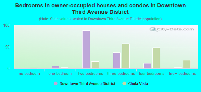 Bedrooms in owner-occupied houses and condos in Downtown Third Avenue District
