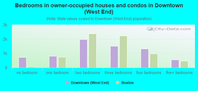 Bedrooms in owner-occupied houses and condos in Downtown (West End)