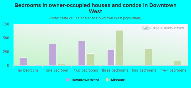 Bedrooms in owner-occupied houses and condos in Downtown West