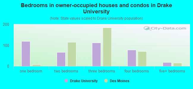 Bedrooms in owner-occupied houses and condos in Drake University