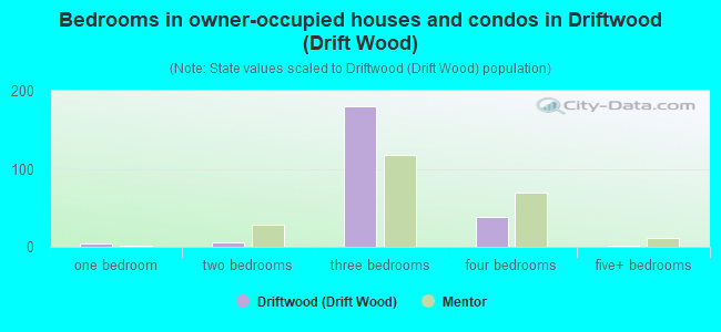 Bedrooms in owner-occupied houses and condos in Driftwood (Drift Wood)