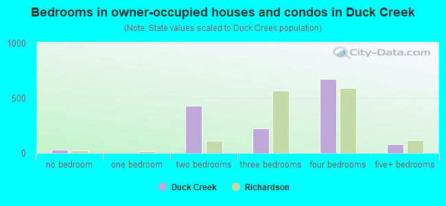 Bedrooms in owner-occupied houses and condos in Duck Creek
